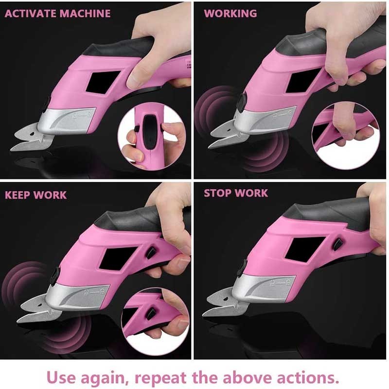 Dupow Fabric Carpet Cordless Scissors Pink Battery Powered Heavy Duty Craft  Electric Scissors for Sewiing