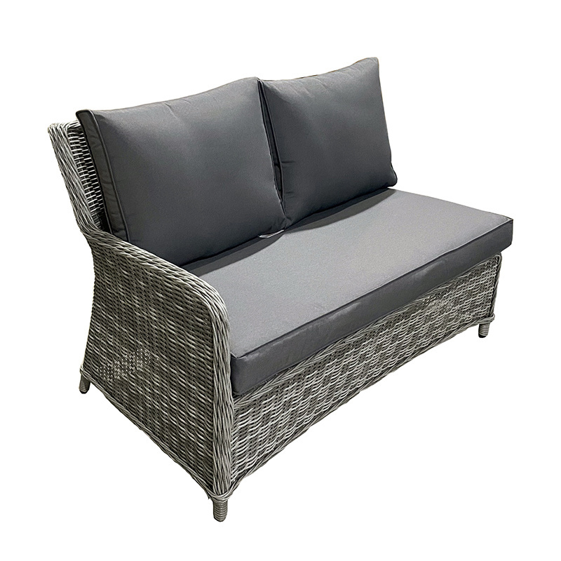 Dark Grey Patio Outdoor Garden Furniture Rattan 8 Seat Corner Sofa Set With Square Rising/Liftable Table And 2 Benches