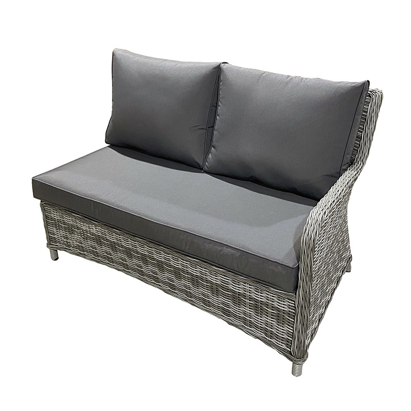 Dark Grey Patio Outdoor Garden Furniture Rattan 8 Seat Corner Sofa Set With Square Rising/Liftable Table And 2 Benches