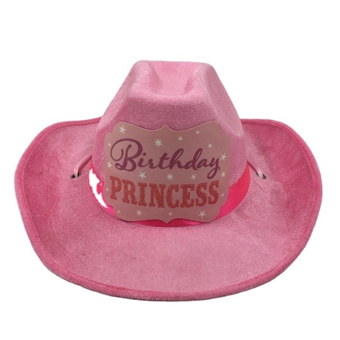 spring autumn ladies women girl teenage pink birthday princess party cowboy hat