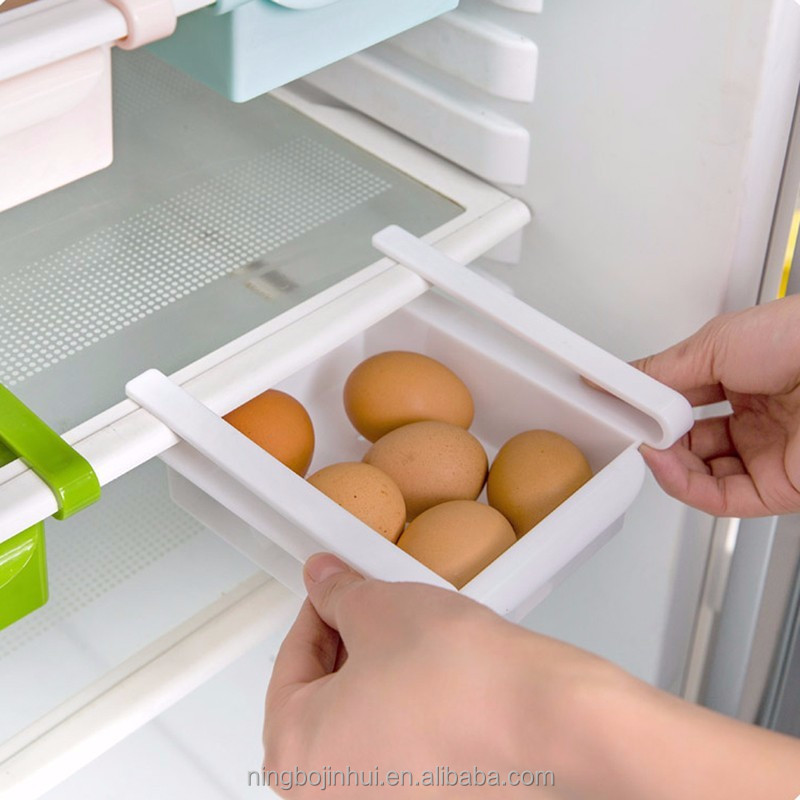 1Pcs Slide Kitchen Fridge Freezer Space Saver Organizer Refrigerator Storage Rack Shelf Holder Drawer