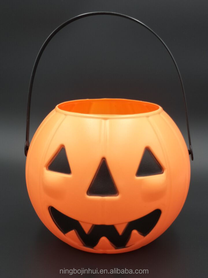 Halloween LED small pumpkins lights hollow plastic pumpkin bucket Halloween led bucket