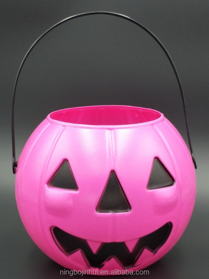 Halloween LED small pumpkins lights hollow plastic pumpkin bucket Halloween led bucket