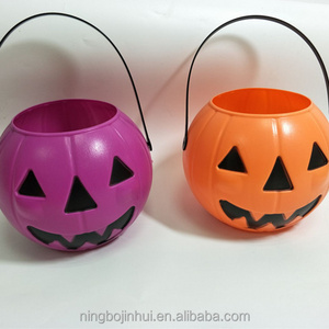 Halloween LED small pumpkins lights hollow plastic pumpkin bucket Halloween led bucket