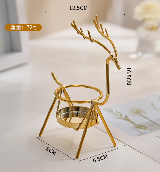 Black Golden Deer Candlestick Metal Scented Candle Stand Holder Ornaments For Halloween Home Weeding Decoration