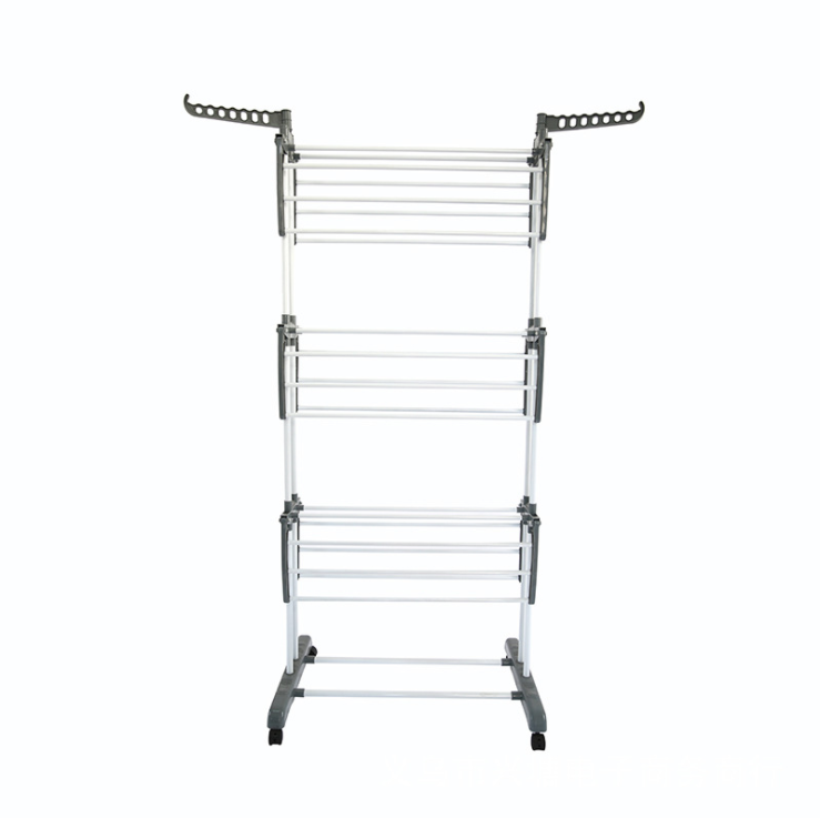 3 Tier Folding Clothes Rail Drying Rack,Laundry Garment Dryer Stand with Two Side Wings