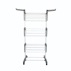 3 Tier Folding Clothes Rail Drying Rack,Laundry Garment Dryer Stand with Two Side Wings