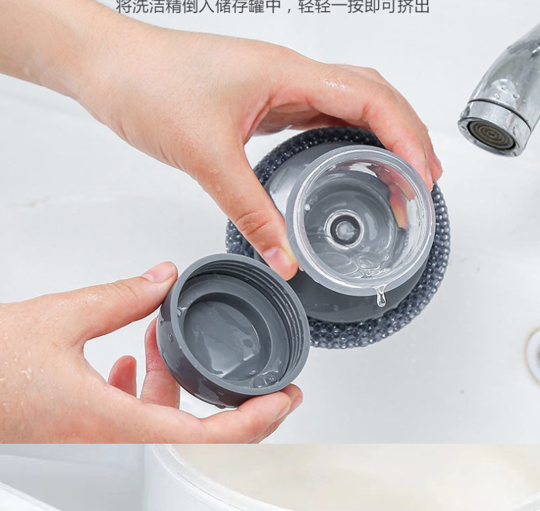 Cleaning dish brush Kitchen soap dispensing dish scrubber cleaning brush with replacement Stainless Steel scourer