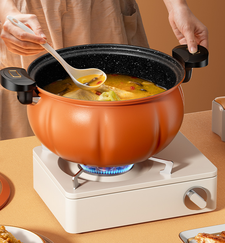 Home Kitchen Pumpkin shape Micro Pressure Cooker,8 L Non-Stick Multi-Functional stewing and Boiling Soup Pot