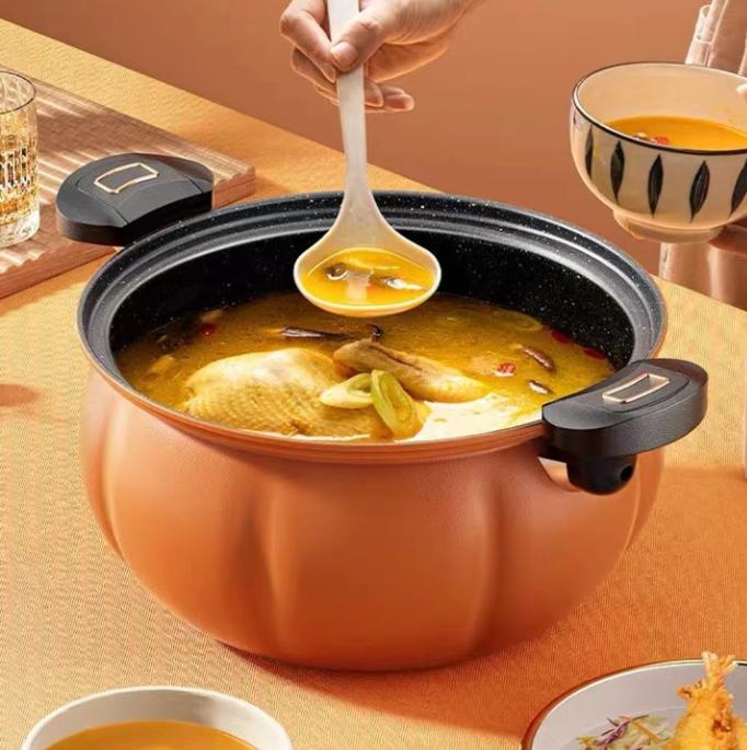 Home Kitchen Pumpkin shape Micro Pressure Cooker,8 L Non-Stick Multi-Functional stewing and Boiling Soup Pot