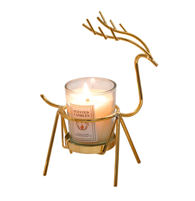 Black Golden Deer Candlestick Metal Scented Candle Stand Holder Ornaments For Halloween Home Weeding Decoration