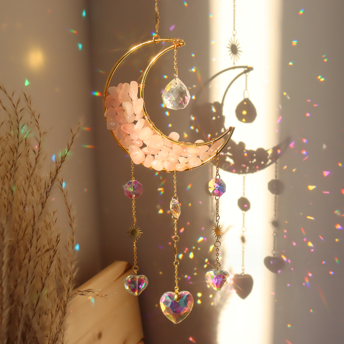 Sun Catcher Crystal Star Moon Dream Catcher Wind Chime Wall Hanging Rainbow Maker Garden Tree Decorations Outdoor