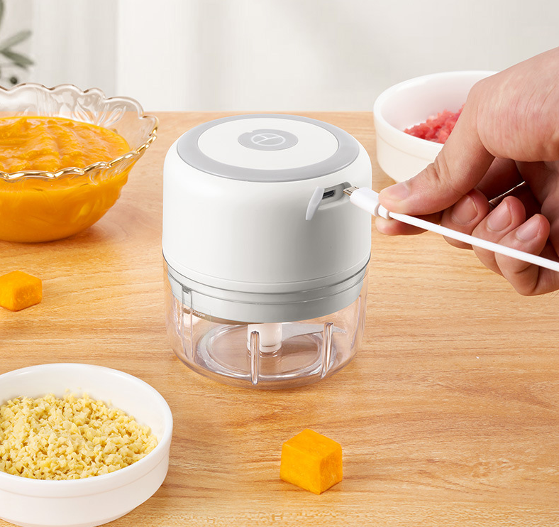 Mini Electric Garlic Chopper Portable Wireless Food Processor,Small Food Grinder for Chop Onion Meat Nut Veggie(100&250ML)