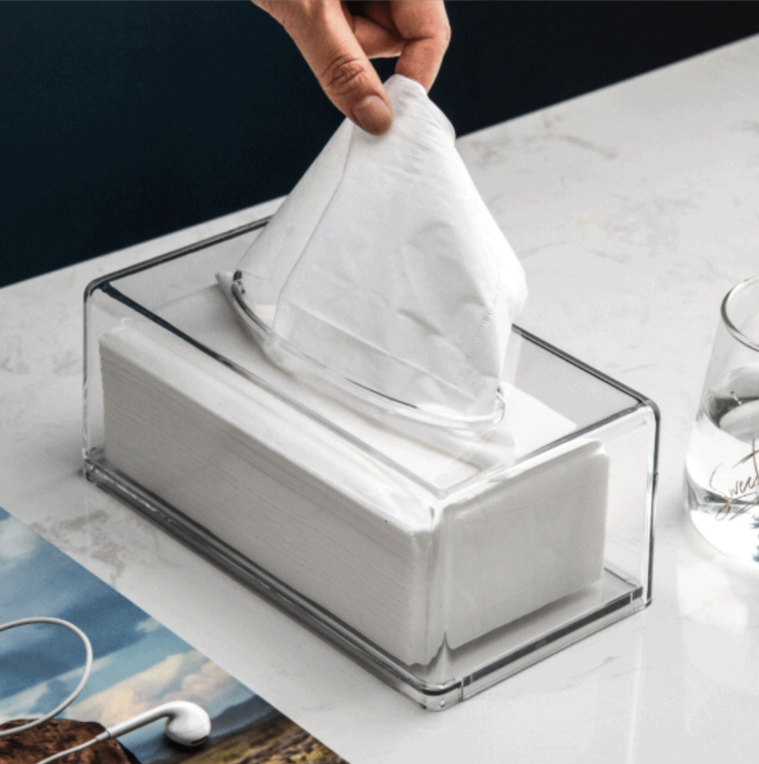 Clear Acrylic Tissue Box,Bathroom Facial Napkin Box Holders, Table Clear Dryer Sheet Dispenser for Bathroom, Kitchen