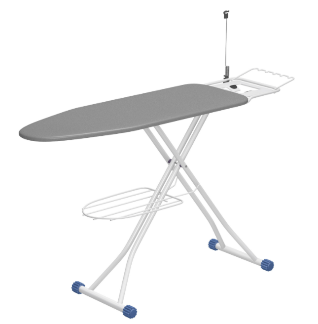 Deluxe Ironing Board with Wall Mount Storage, Wire Rack for Hanging Clothes, Safety Iron Rest, Home Laundry Room or Dorm Use