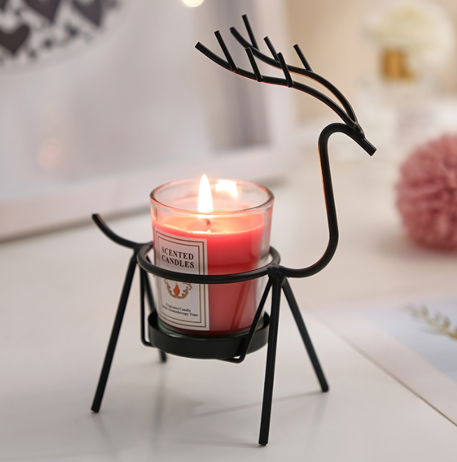 Black Golden Deer Candlestick Metal Scented Candle Stand Holder Ornaments For Halloween Home Weeding Decoration