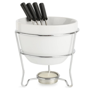 Elegant Chocolate Fondue Pot Butter warmer Bowl Set with 4 Dipping Forks & Tea Light Holder 16 oz