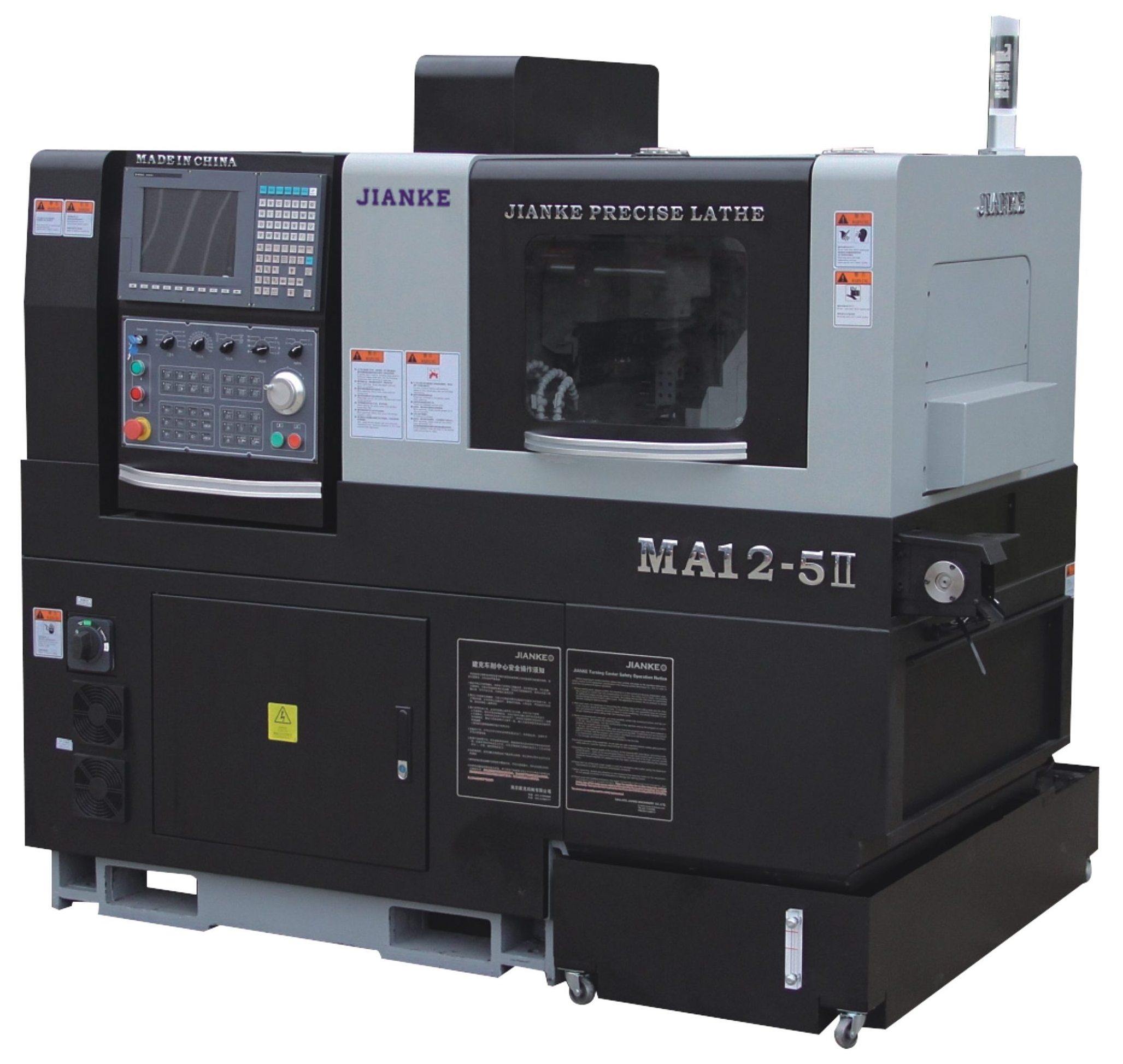 JIANKE MA125 5 axis double spindle Swiss type cnc lathe machine  with bar feeder for small parts