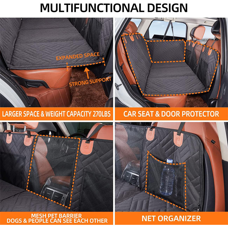 Manufacturer Wholesale Luxury Oxford Waterproof Foldable Carrier Black Dog Car Pet Seat Cover for Large Dog