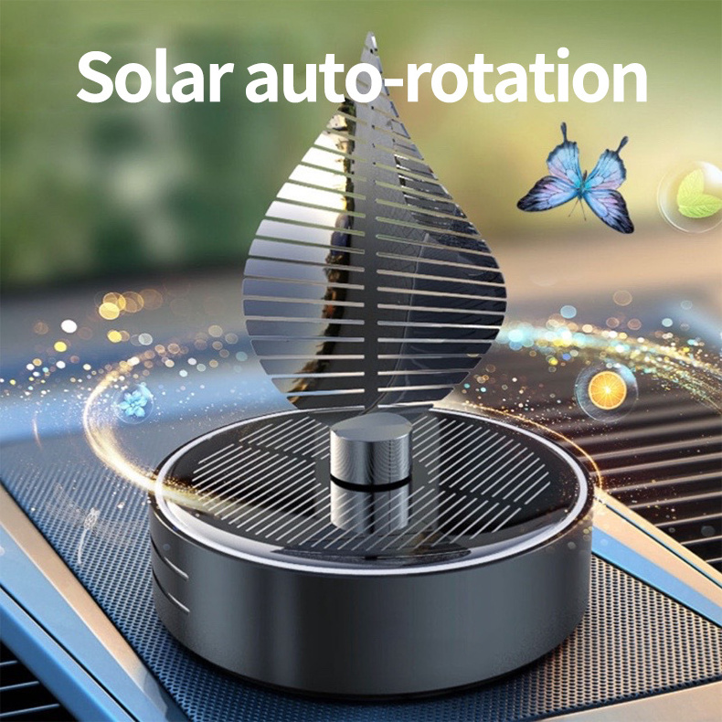 Solar Energy Rotating Leaf ShapeCar Perfume Aromatherapy Luxury Smell Car Air Fragrance Freshener