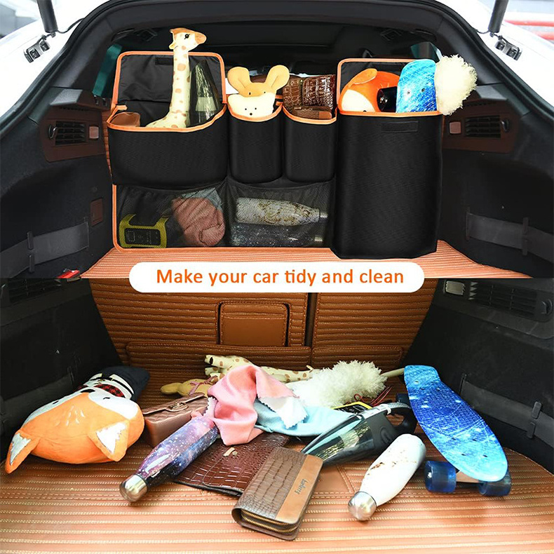 Auto Car Accessories 2024 Car Boot Organiser Cargo Storage Durable Kick Mats Seat Back Protectors Trunk Car Seat Organizer