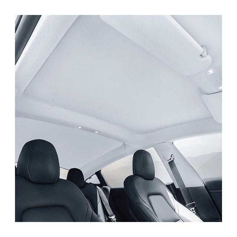 Car Accessories Glass Sunroof Retractable Heat Insulation Custom Print Logo Silver Roof Window Car Sunshade for Tesla