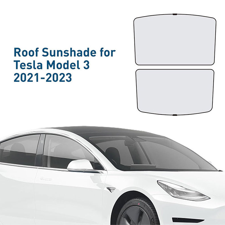 Car Accessories Glass Sunroof Retractable Heat Insulation Custom Print Logo Silver Roof Window Car Sunshade for Tesla