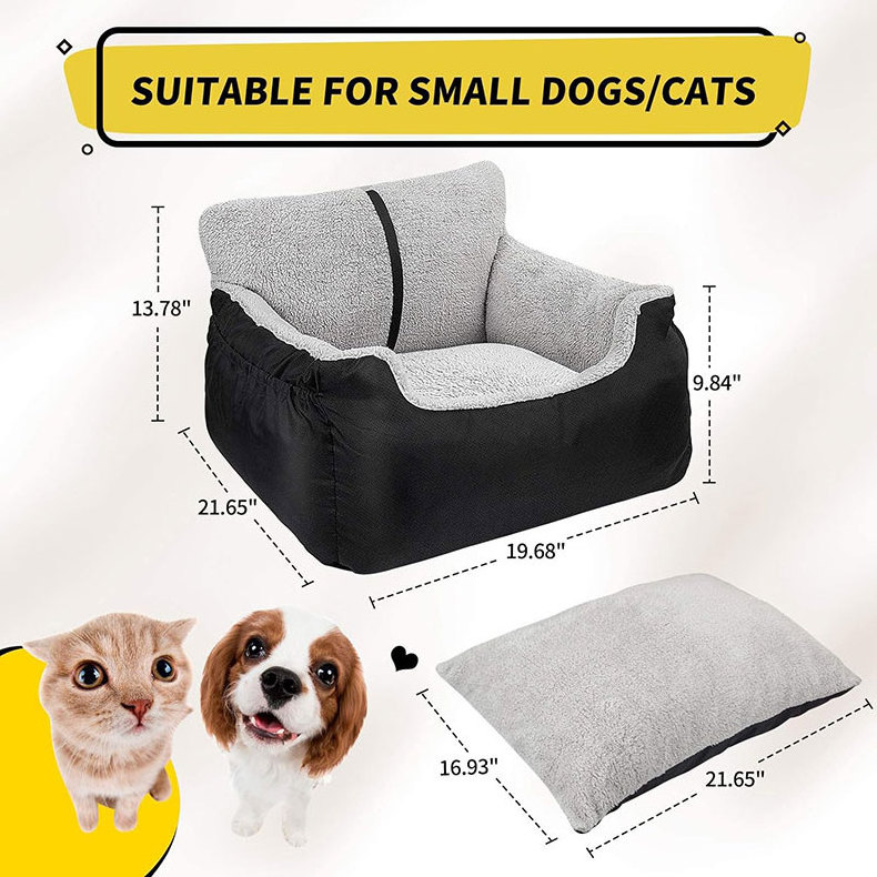 Detachable Dog Car Seat Travel Carrier Bed Washable Carseats Soft Dog Booster Seat Portable Car Pet for Small Dogs