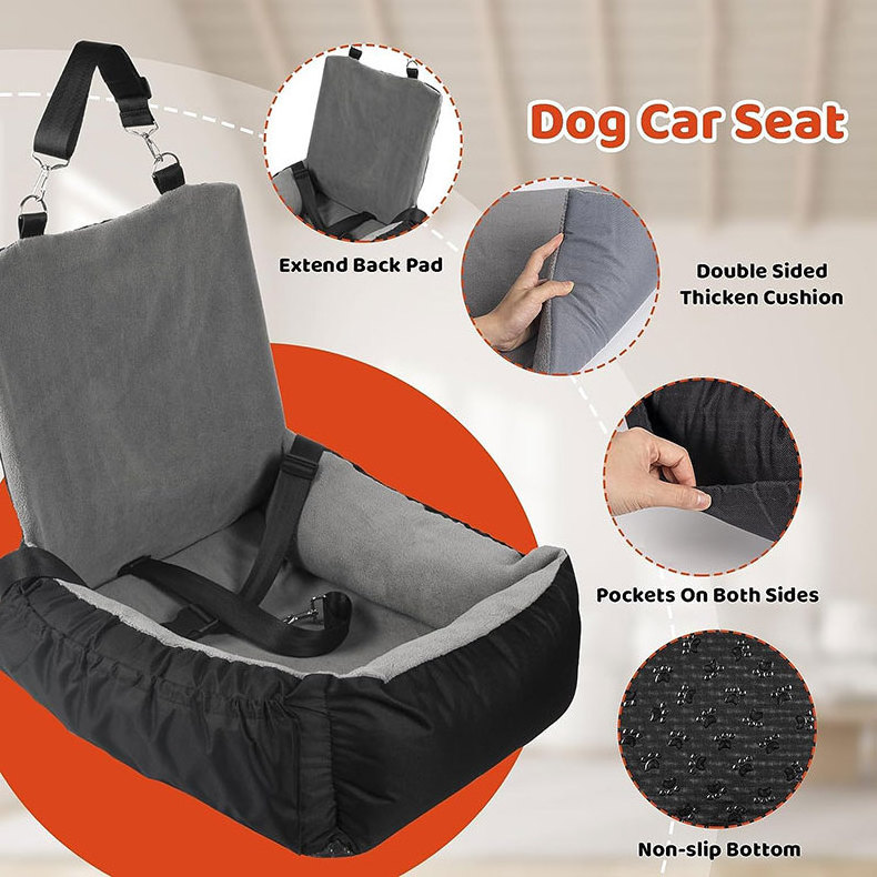 Detachable Dog Safty Travel Carrier Bed Washable Carseats Soft Dog Booster Seat Portable Car Pet for Small Dogs