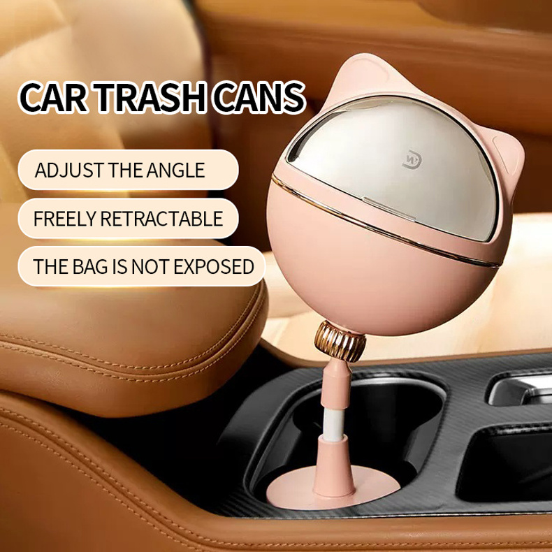 Car Accessories Interior Decorative Fashionable Car Rubbish Bag Durable Garbage Bin Console Trash Can for Girls