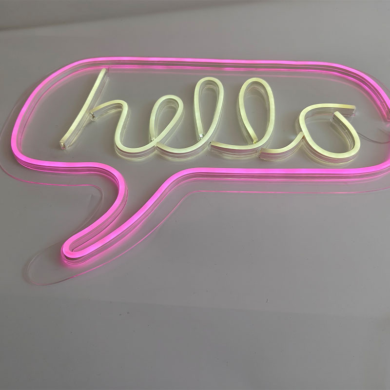 Pink and yellow Neon Sign Led Light Hello Letters Bedroom Wall Window Shop Door Decor And Wall Decor