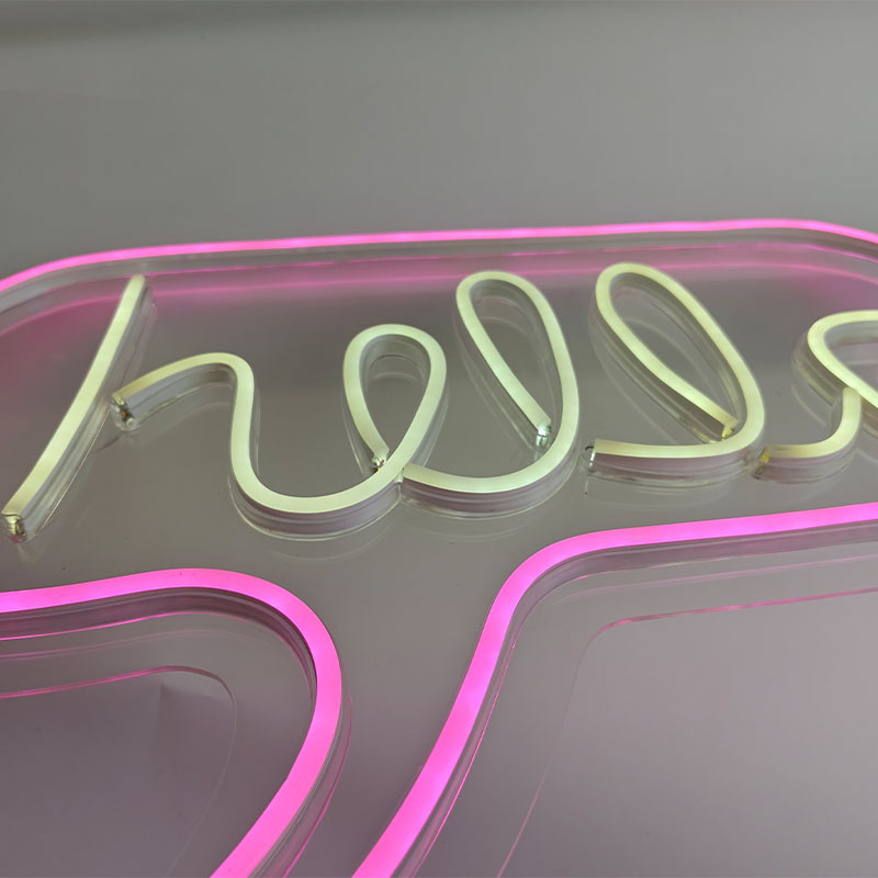 Pink and yellow Neon Sign Led Light Hello Letters Bedroom Wall Window Shop Door Decor And Wall Decor