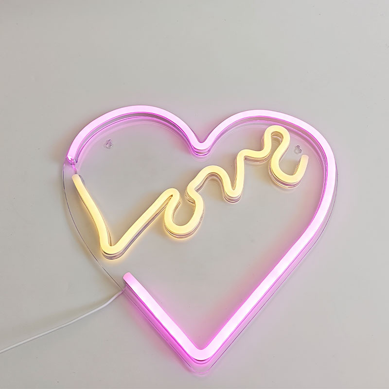 Hanging Usb Battery Operated Neon Light  Led Heart Sign For Wall Girl's Room Wedding Party Decoration For Valentine' s Day