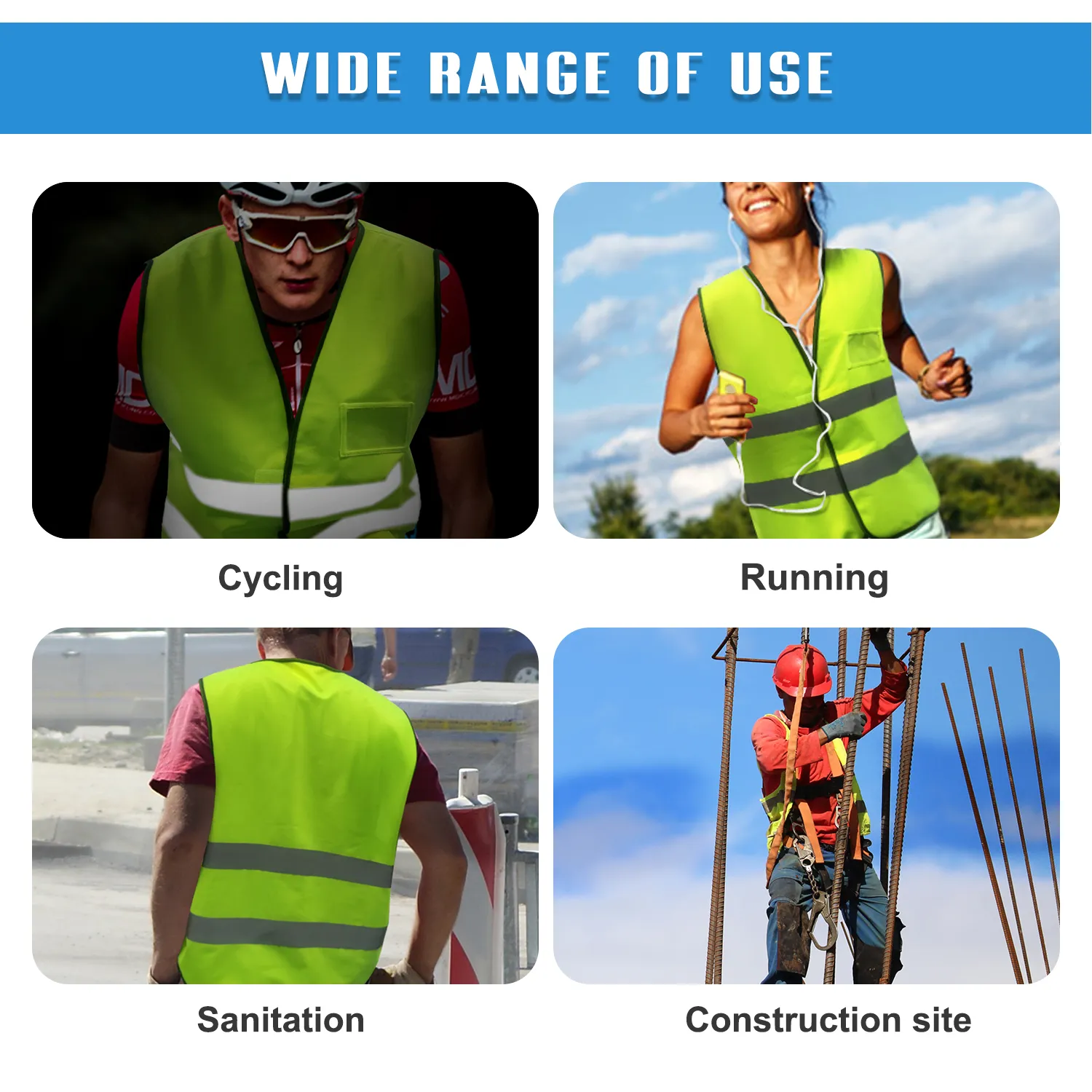 Reflective Traffic Vest Working Vests with ID Holder Fluorescent Security Workwear Men Women Meets ANSI/ISEA Standard