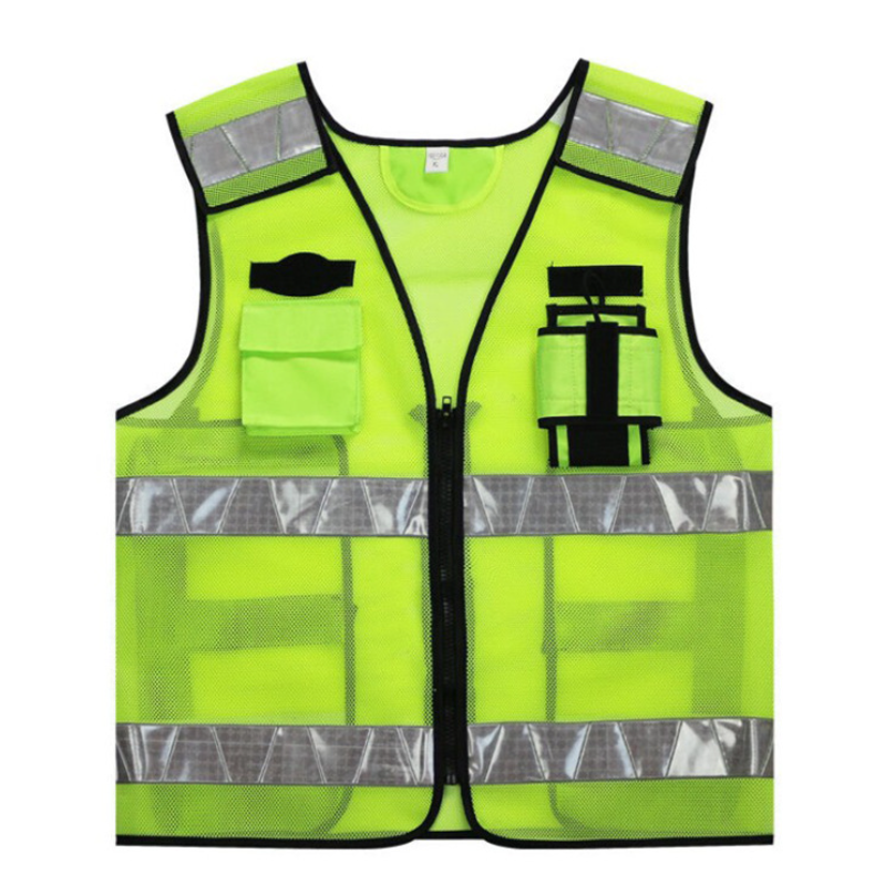 Motorcycle Vest Reflective High Visibility Mesh Multi-functional Workwear Motorbike Vest Warning Patrol Traffic Security Vest