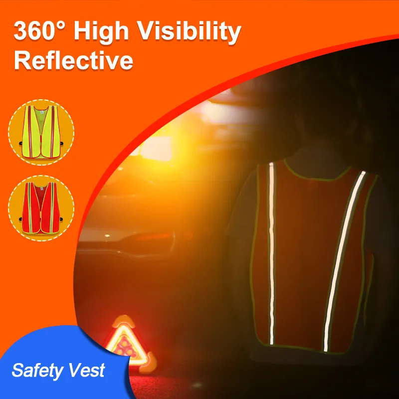 High Visibility Safety Vest Mesh Bright Reflective Vest with Adjustable Elastic Bands Lightweight Work Vests for Men Women