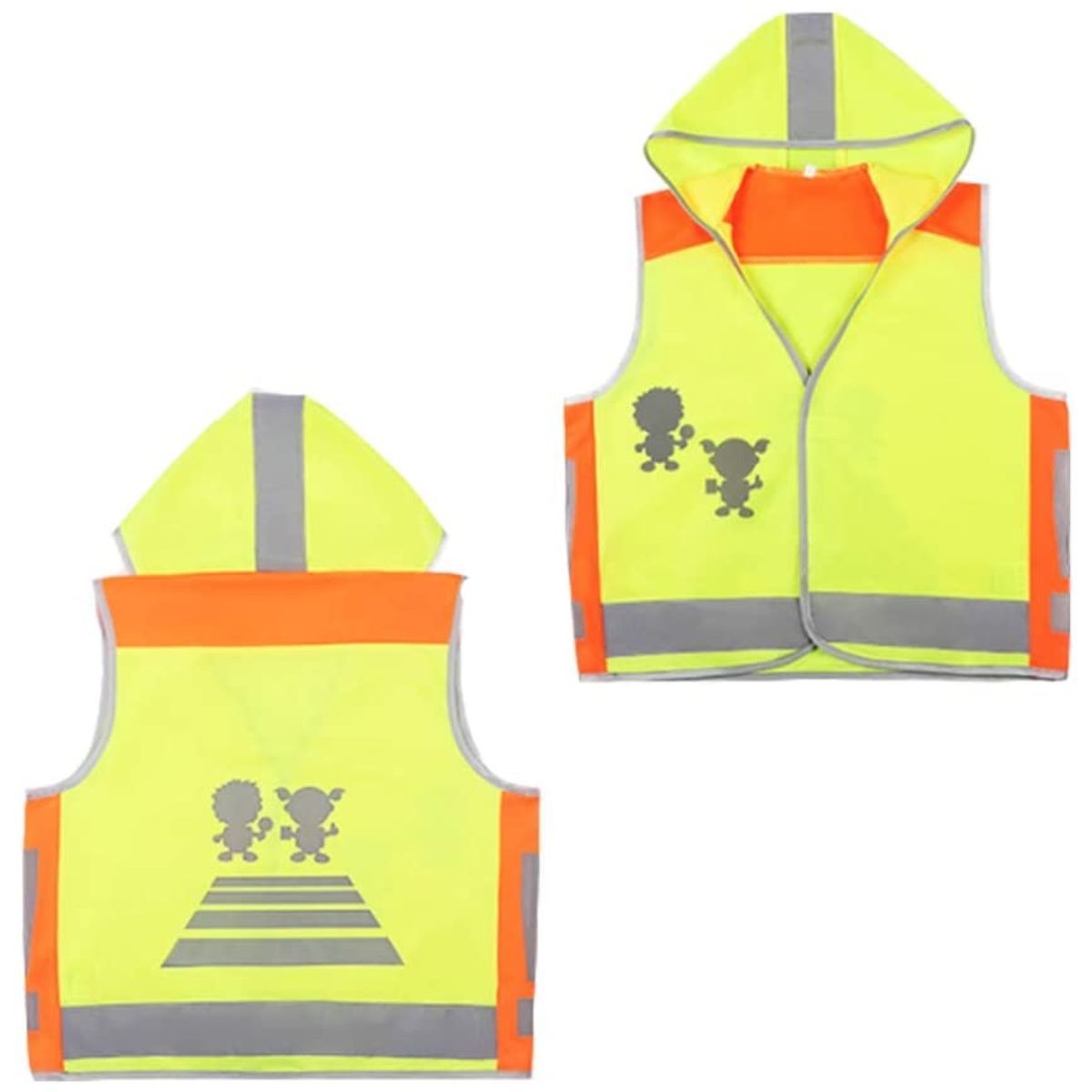 Hi Vis Viz Children Waistcoat Baby Reflective Vest with Hat and Cartoon Patterns Kids High Visibility Safety Road Traffic Coat