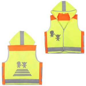 Hi Vis Viz Children Waistcoat Baby Reflective Vest with Hat and Cartoon Patterns Kids High Visibility Safety Road Traffic Coat