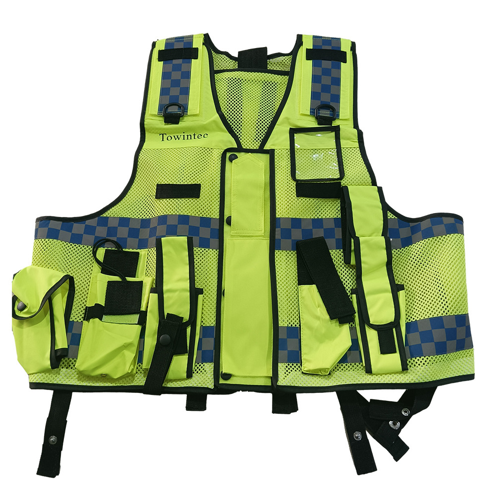 Towintec Reflective Tactical Security Vest Double Net Multifunctional Vest Heavy Duty Premium Safety Vest