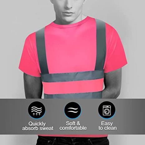 Pink Industrial Safety Shirt with Logo Reflective trips Short Sleeve Adult Men Women Breathable ANSI Fabric Shirts Custom Bulk