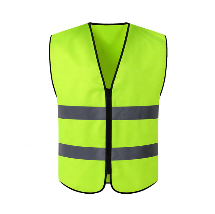 Customized Reflective Safety Vest Orange Zipper Knitted  Security Vests with Multi Pockets Print Your LOGO