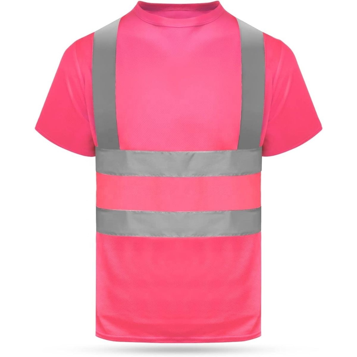 Pink Industrial Safety Shirt with Logo Reflective trips Short Sleeve Adult Men Women Breathable ANSI Fabric Shirts Custom Bulk