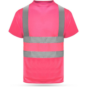 Pink Industrial Safety Shirt with Logo Reflective trips Short Sleeve Adult Men Women Breathable ANSI Fabric Shirts Custom Bulk