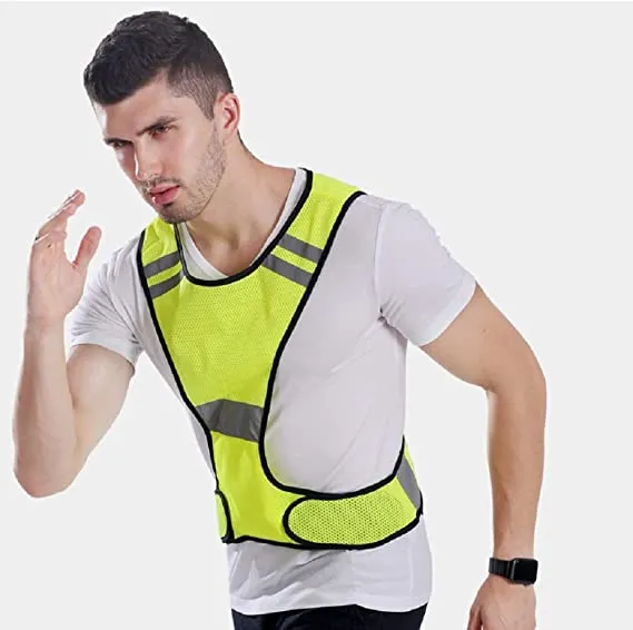 Reflective Night Running Vest Mesh Custom OEM Best Price high Visibility Jogging vest Men Yellow Sports Traffic Safety Belts