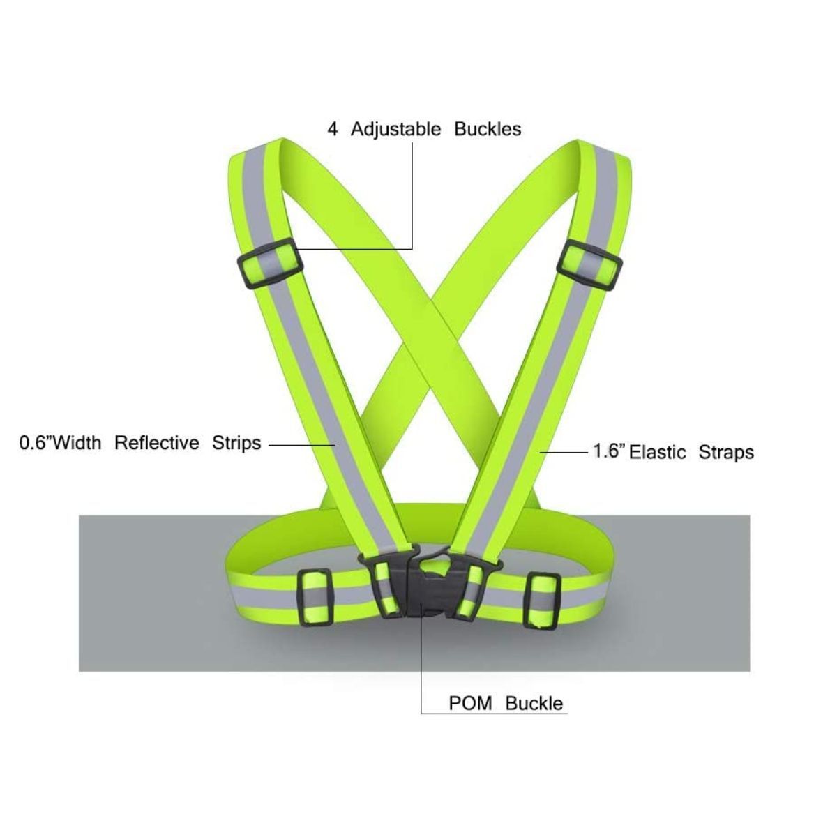 Reflective Vest 2 Pack Safety Gear Belt with High Visibility Adjustable Straps for Running Jogging Cycling Walking