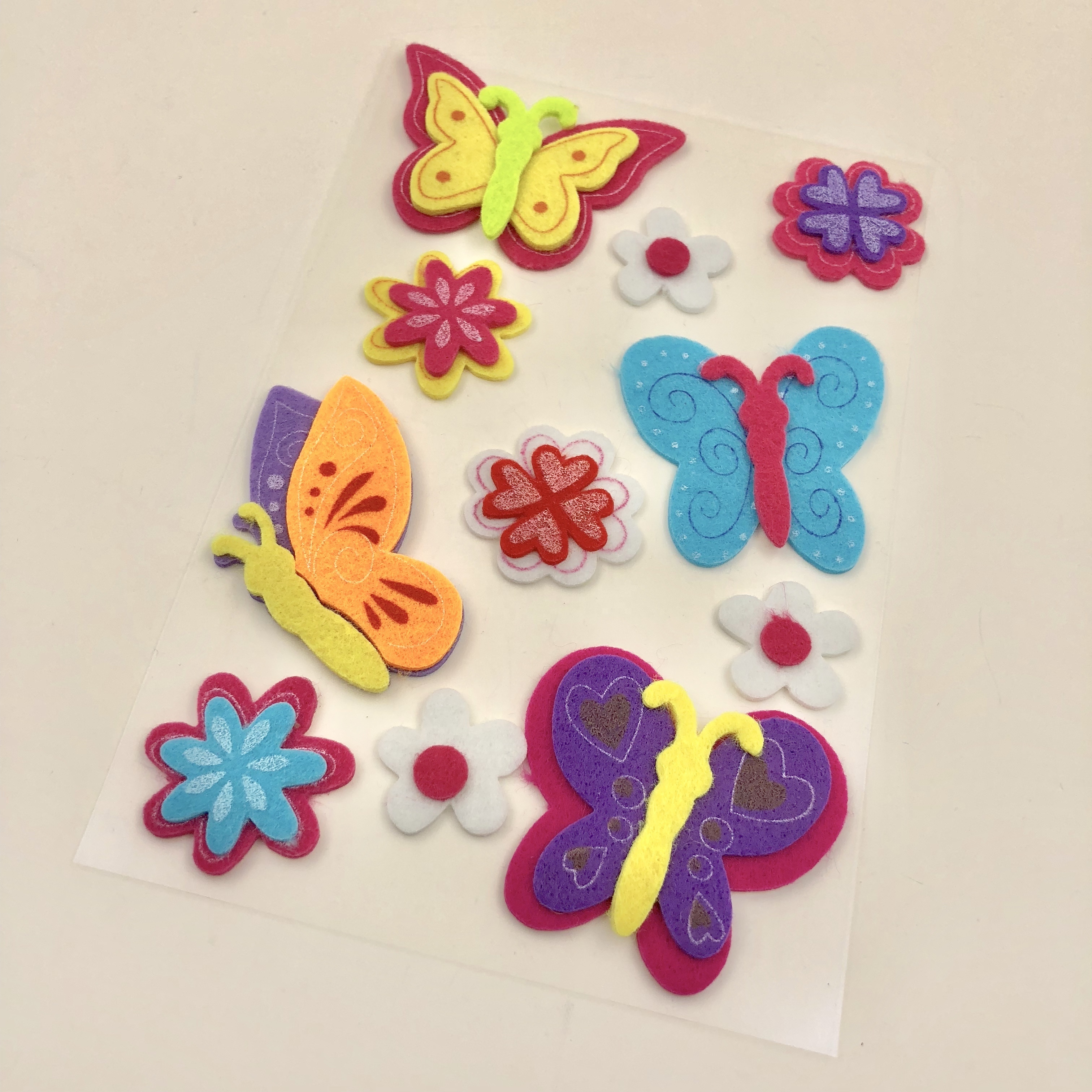 3d butterfly and flower shape felt sticker