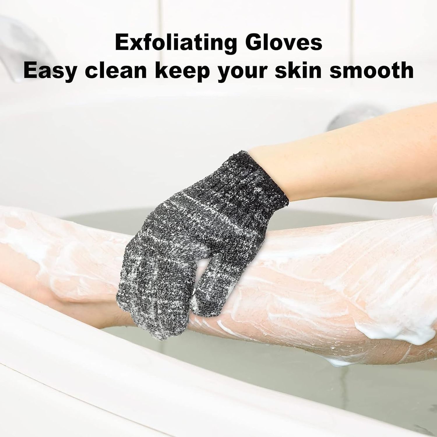 Charcoal Exfoliating Gloves Exfoliating Gloves With Hanging Loop Body Scrub For Dry Skin Body Exfoliator