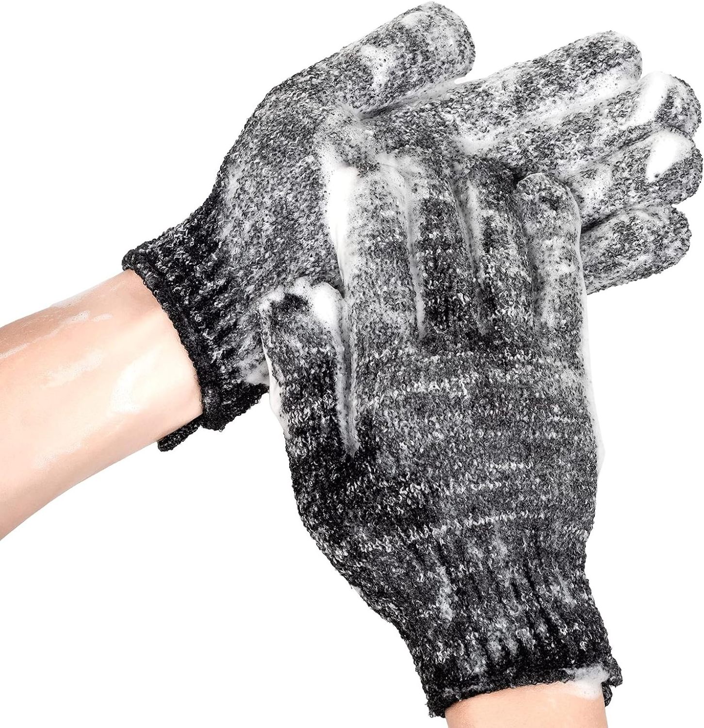 Charcoal Exfoliating Gloves Exfoliating Gloves With Hanging Loop Body Scrub For Dry Skin Body Exfoliator