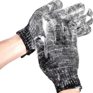 Charcoal Exfoliating Gloves Exfoliating Gloves With Hanging Loop Body Scrub For Dry Skin Body Exfoliator