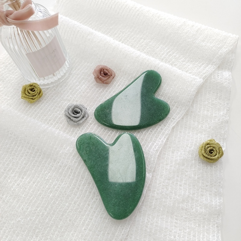 Green Aventurine Massage Tool Guasha Tool for Face and Body Skin Massage Gua Sha Set Jade Stone Gua Sha